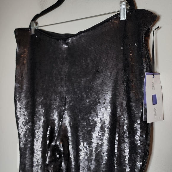 NWT Future Collective black sequin stretch flare pants.  Women's size 20W/22W - Picture 2 of 16